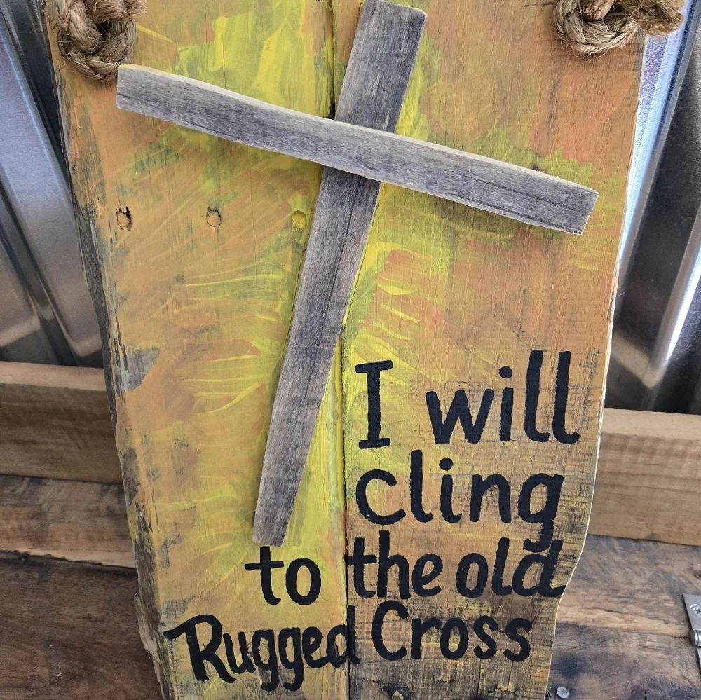 Old Rugged Cross Handpainted Wood Sign Original Handcrafted Pallet Wood